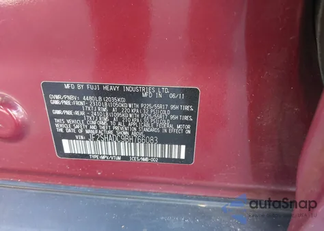 2011 Subaru Forester 2.5X Premium из США, поврежденный, VIN JF2SHADC9BH766083